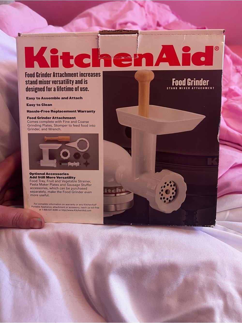 KitchenAid White and Red Food Grinder Stand Mixer Attachment